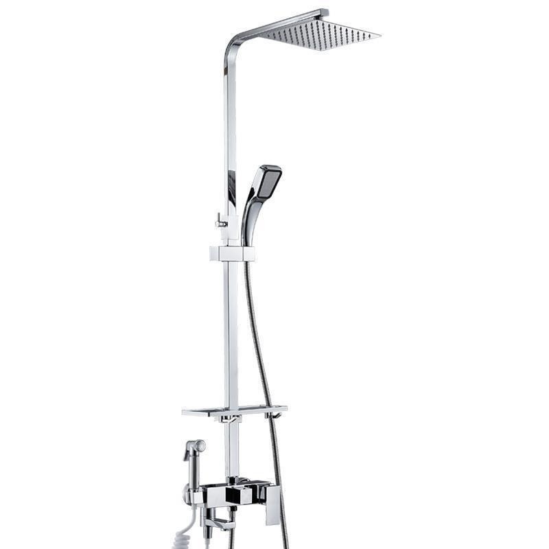 Bathroom showerhead switch set, cold and hot shower with mixing valve, shower faucet, square three-speed, four-speed showerhead set Item Picture