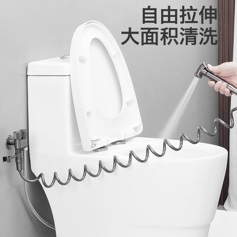 Grey toilet cleaning, water spray faucet, three-way companion toilet, household one-in and two-out pressurized flushing device factory supply Application Scenario