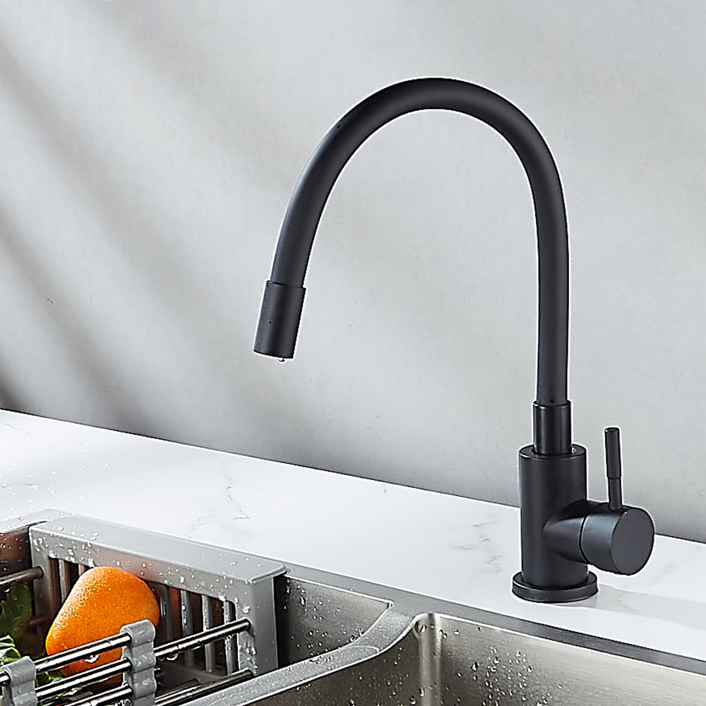 Foreign trade stainless steel black kitchen faucet, household universal rotating sink, sink, hot and cold faucet Specification drawing