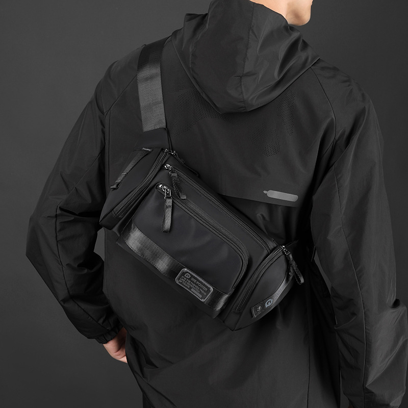 WEPOWER's new outdoor sports large capacity waist bag, waterproof multi-functional crossbody bag, durable and fashionable chest bag Specification drawing