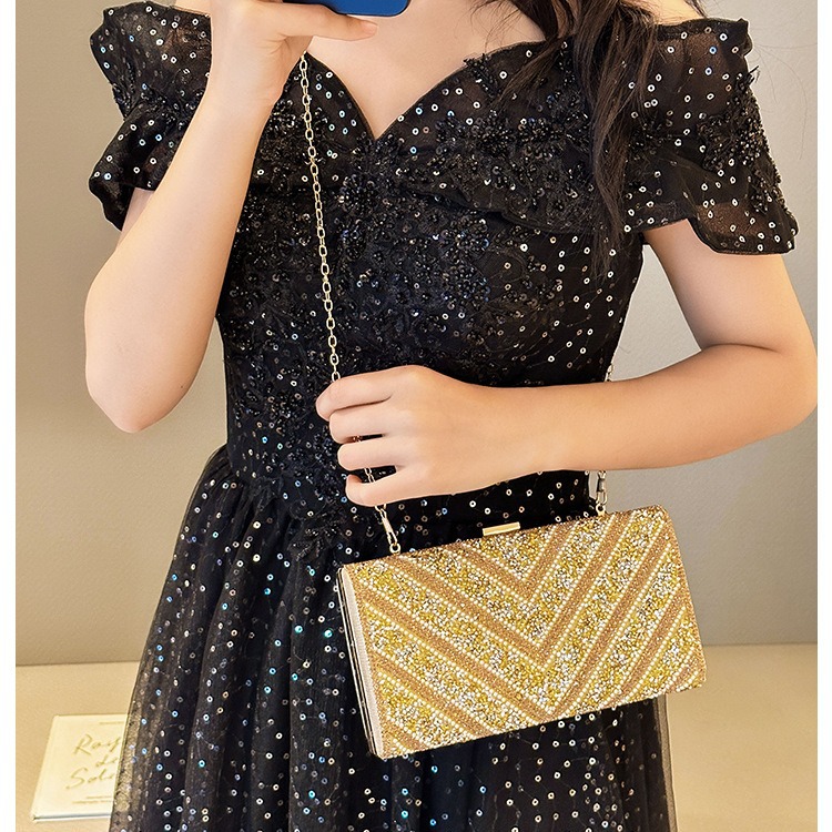 2025 Cross-border new dinner bag, European and American women's handbag, diamond-encrusted banquet clutch, evening dress bag, women's bag Specification drawing