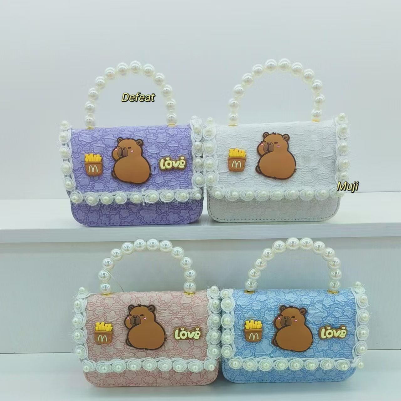 Pearl handbag, Capibara cartoon bag, chain bag, baby coin purse, accessory bag, single-shoulder crossbody bag, girl Specification drawing