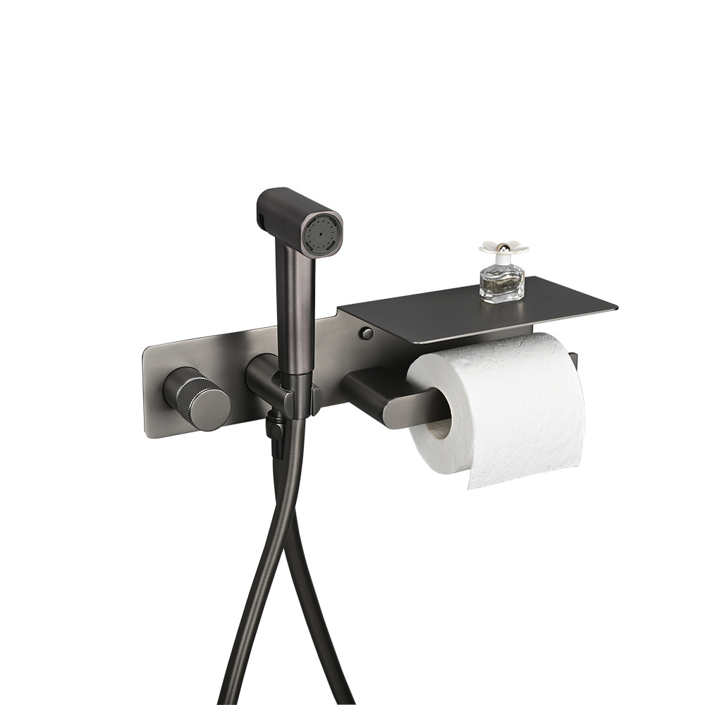 Bathroom toilet spray gun companion set, bathroom toilet cold and hot washbasin, concealed toilet spray gun with tissue holder Item Picture