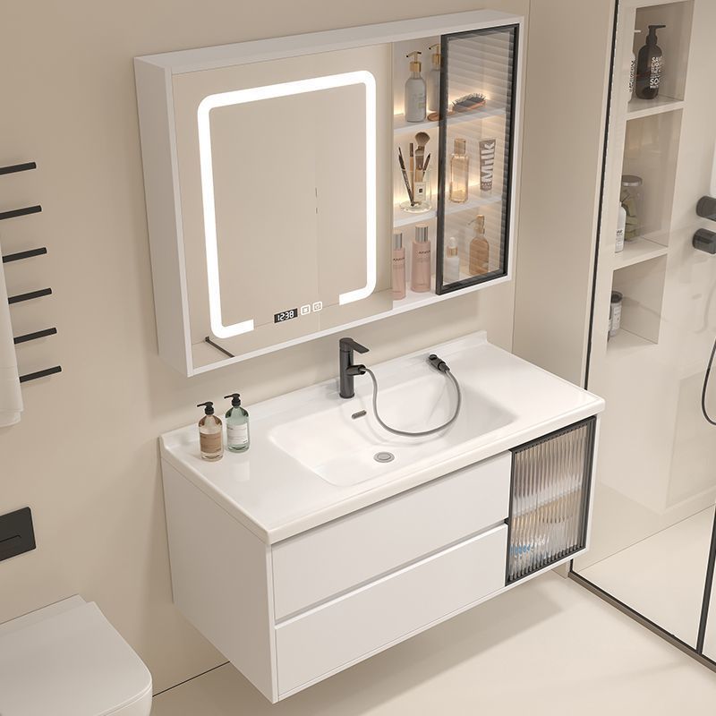 Integrated basin bathroom cabinet combination, modern and simple washbasin and basin set, ceramic bathroom washbasin, light luxury style details Picture