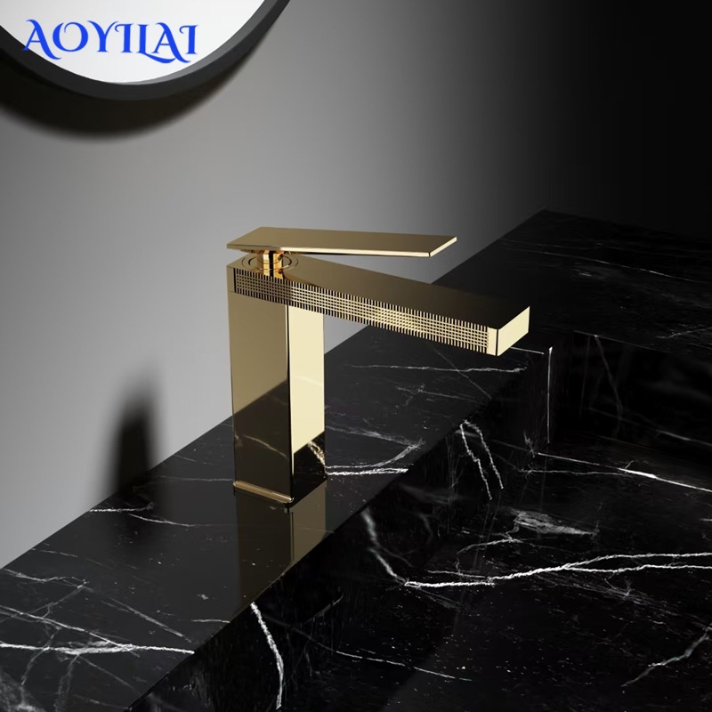 All-copper faucet, household washbasin, bathroom washbasin, hot and cold dual-purpose bathroom cabinet, gun gray faucet details Picture