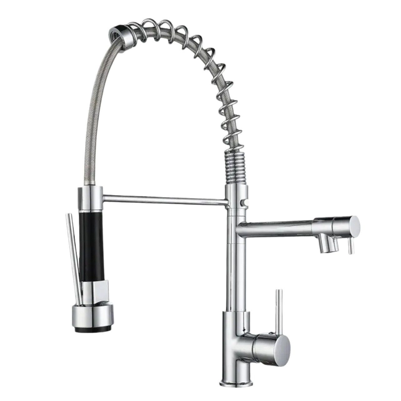 Cross-border all-copper spring faucet kitchen sink with rotatable and pull-out dual water outlet for cold and hot purified water spring faucet Item Picture