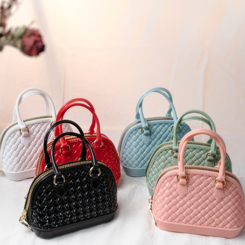 2025 Summer new PVC jelly woven shell bag mini Bag Handbag, a trendy bestseller, single-shoulder crossbody bag full figure