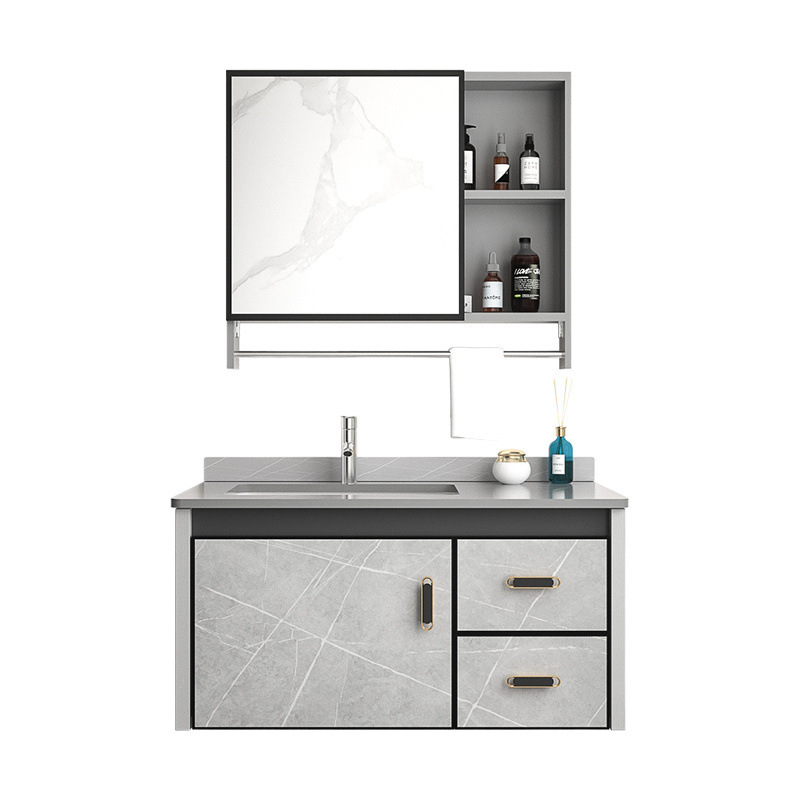 Modern space-style simple bathroom cabinet, ceramic rock plate integrated bathroom washbasin combination, washbasin wholesale Item Picture