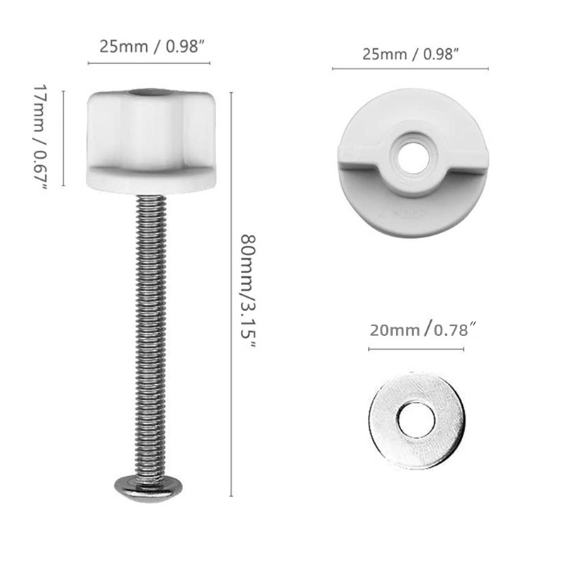 Loosen the screws of the toilet seat cover, install the top nut, screw, hinge bolt of the toilet seat fixing device, 304 Application Scenario