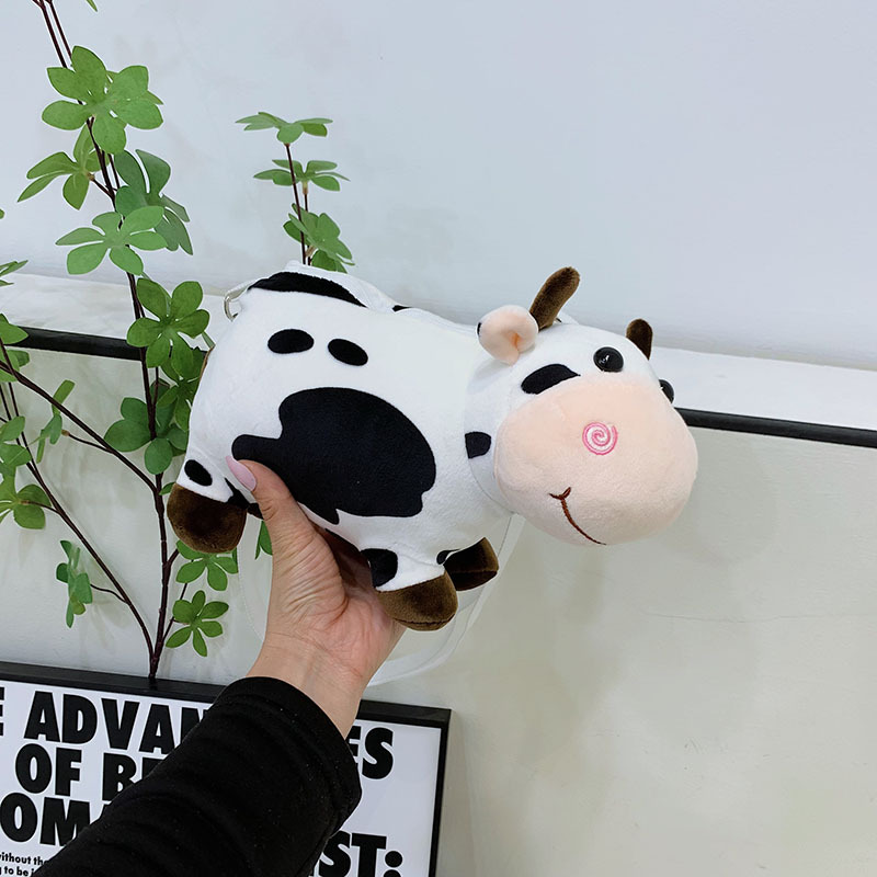 Korean Instagram Japanese-style Harajuku girl, cute cow plush small bag, student crossbody bag, soft girl single-shoulder bag, girl full figure