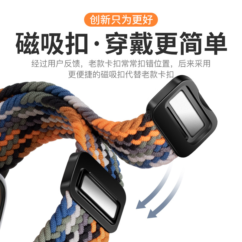 The new model is compatible with the apple iWatch 456789 10th generation magnetic clasp nylon woven watch strap Specification drawing