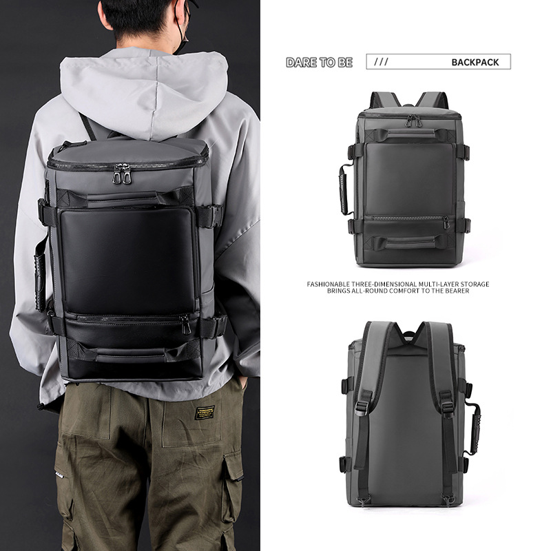 New men's backpack, business large-capacity computer bag, multi-functional single-shoulder crossbody bag, hand-carry travel backpack Specification drawing