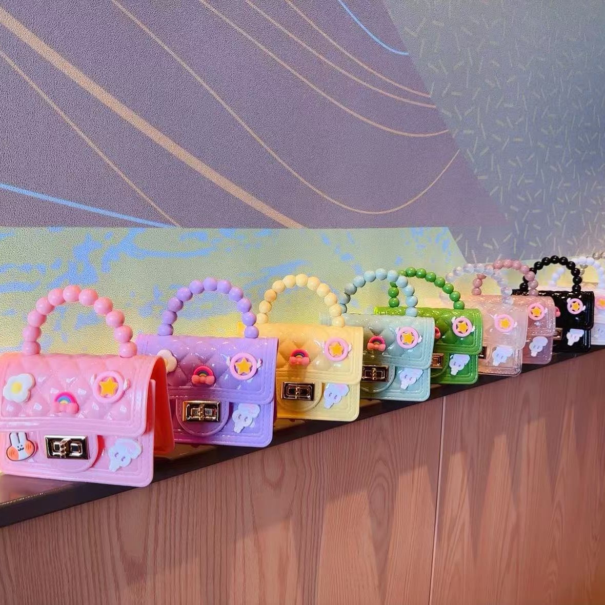2025 New style pearl bag, handbag, shoulder bag, crossbody bag, ladies' bag, jelly bag, small diamond bag, PVC bag details Picture