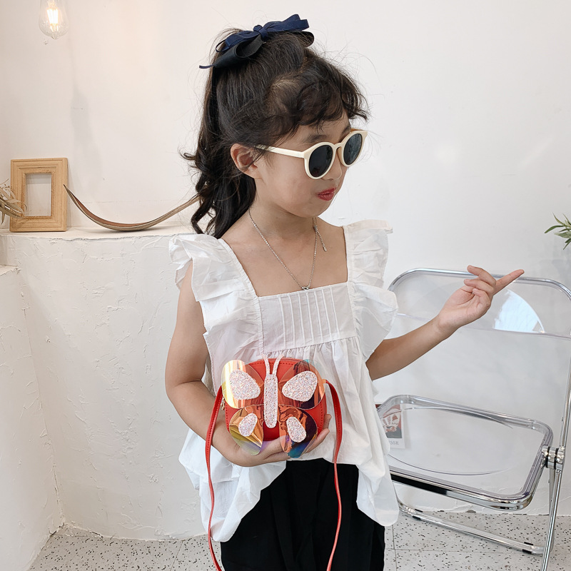 2020 New children's cute butterfly-shaped, stylish and fashionable accessories for loose change, single-shoulder crossbody fashionable small bag Specification drawing