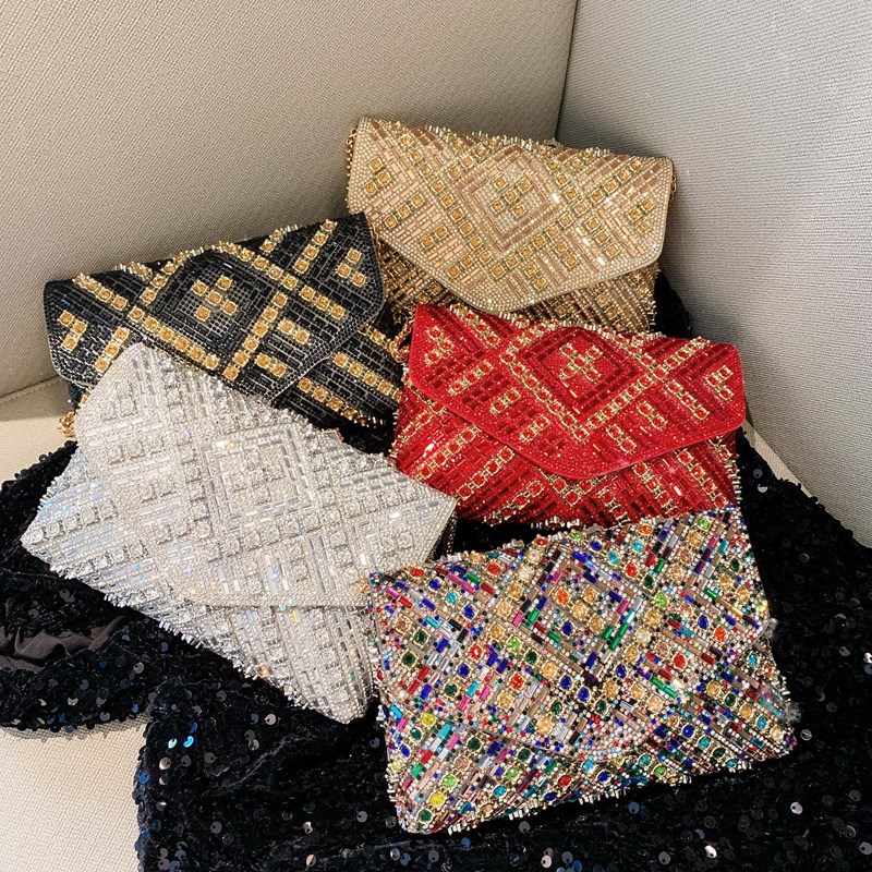 New cross-border evening dress, socialite diamond-encrusted clutch bag, small bag, single-shoulder crossbody dinner bag, women's handbag full figure