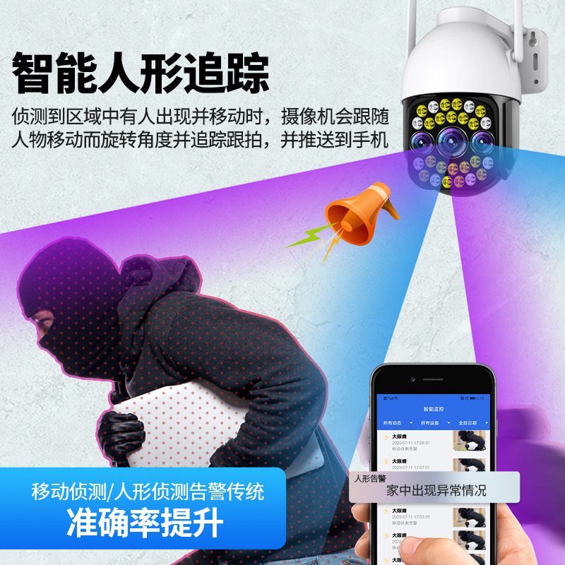 High-definition surveillance camera dome camera 4G outdoor 360-degree panoramic home full-color night vision wifi wireless monitor details Picture