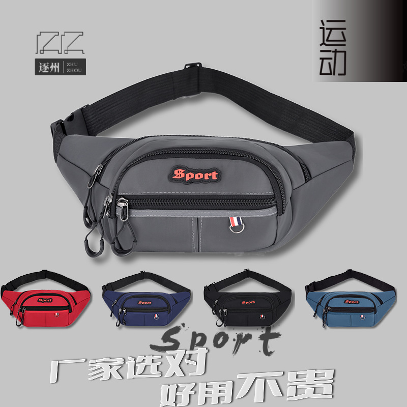 Wholesale nylon sports couple waist bags for men and women, fashionable fitness crossbody bags for cycling, portable and close-fitting waist bags full figure