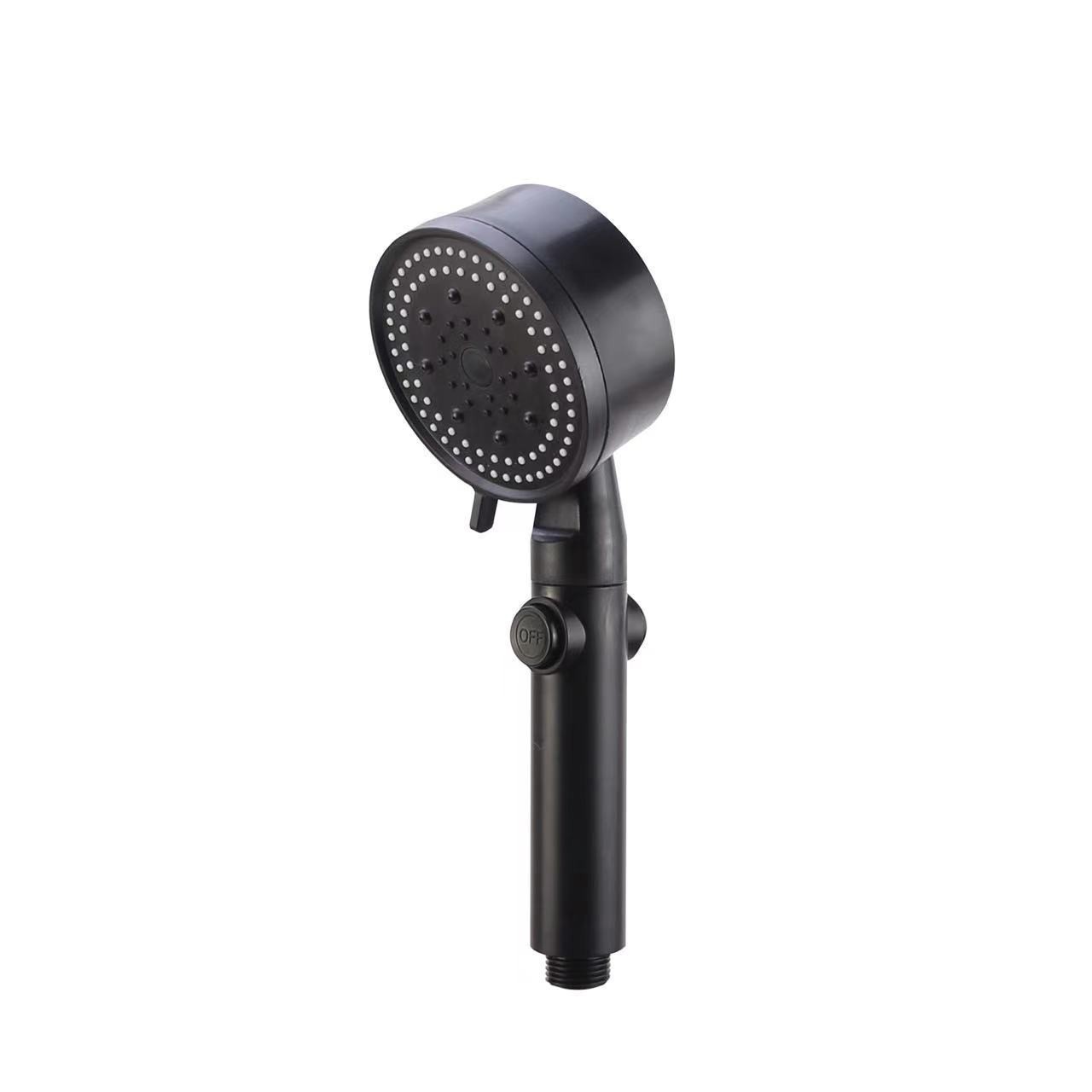 Black five-speed spray five-speed multi-functional pressurized shower head, matte black large handheld showerhead cover Item Picture