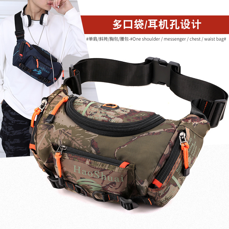 New multi-functional outdoor waist bag, men's single-shoulder crossbody bag for sports, waterproof chest bag, large-capacity waist bag for cycling and mountain climbing details Picture