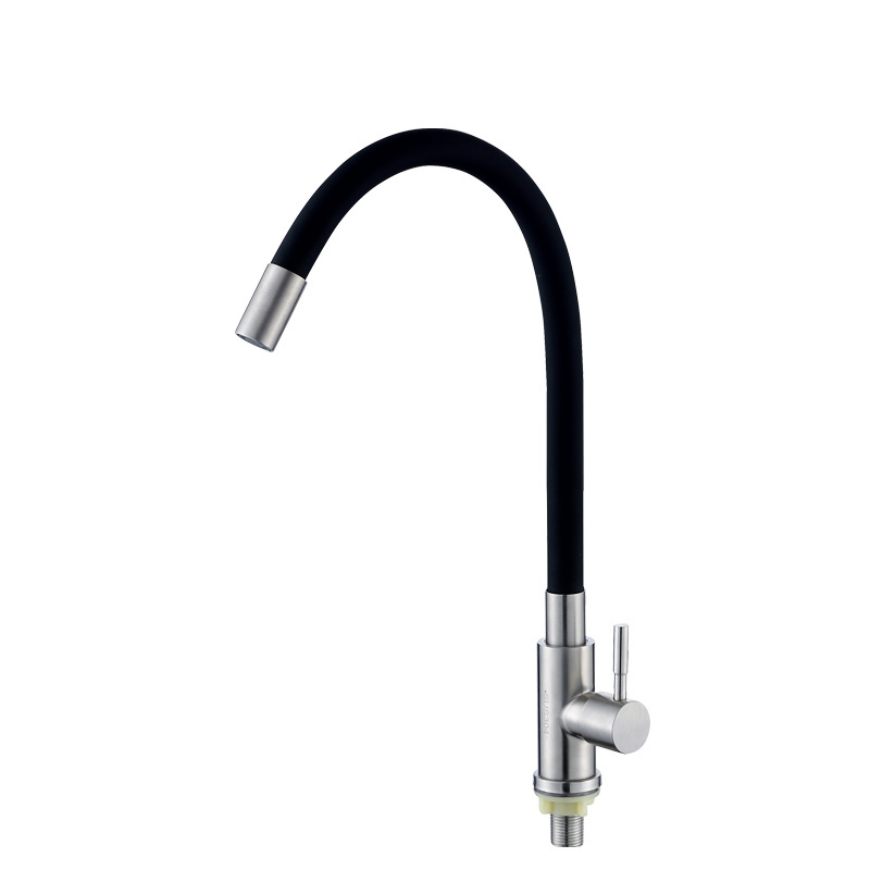 304 stainless steel color tube kitchen sink faucet, single-cooling universal rotating sink sink faucet Item Picture