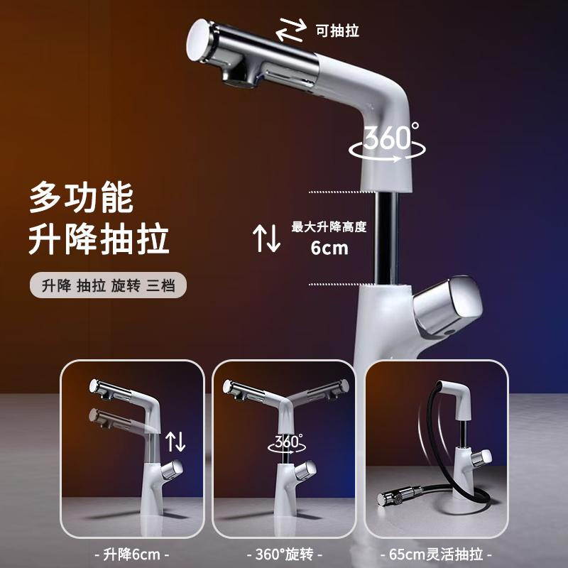Xiaohongshu all-copper pull-out washbasin faucet, adjustable and rotatable washbasin, hot and cold bathroom faucet Application Scenario