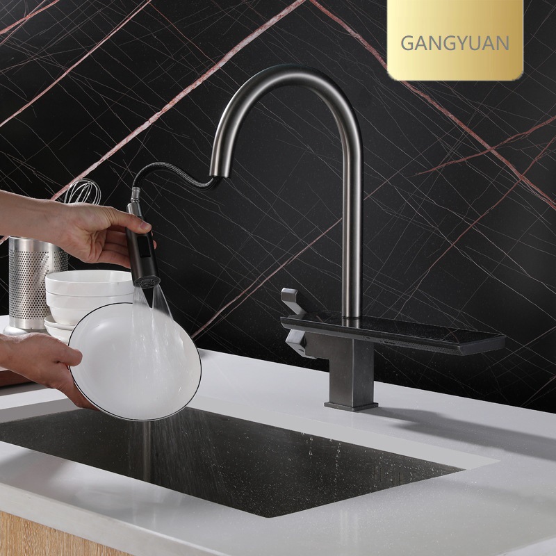 American-style sus304 stainless steel sink faucet, retractable and pull-out sink, single-hole kitchen faucet details Picture