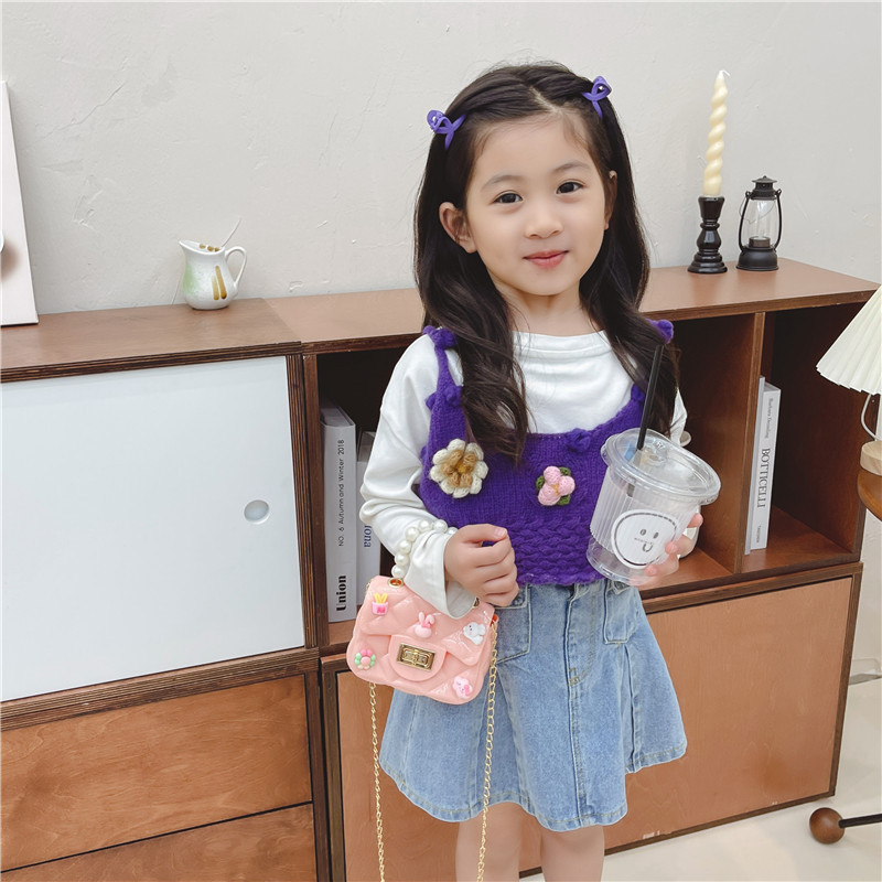 The new 2025 children's bag, a cute girl's single-shoulder crossbody bag, is a trendy and versatile princess style pearl coin purse Specification drawing