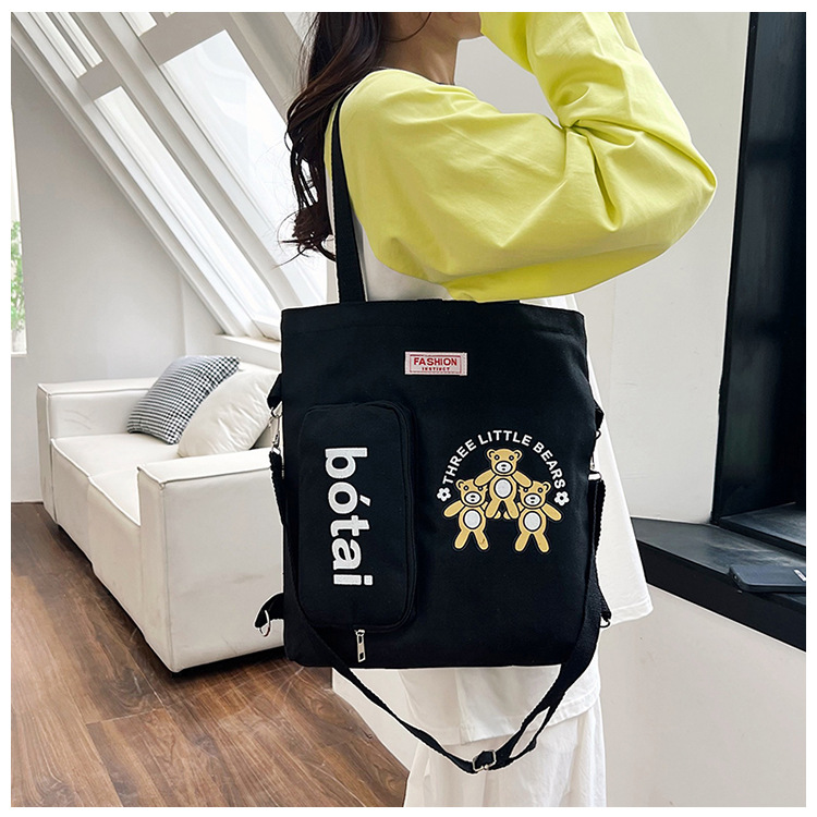 A simple and versatile canvas bag for girls, a new Korean-style artistic single-shoulder handbag, and a large-capacity crossbody bag for students Application Scenario