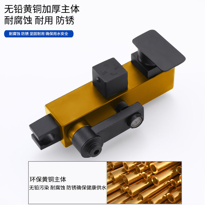 Black thermostatic shower head set, all-copper cold and hot water mixing valve, bathroom pressurized rain shower, cross-border wholesale of bathroom products Application Scenario