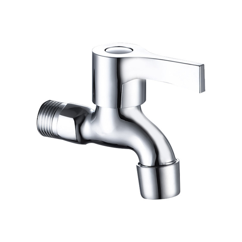 Wholesale of all-copper washing machine faucets for household use in bathrooms, 4-minute quick-opening single-cooling faucets with one in and two out Item Picture