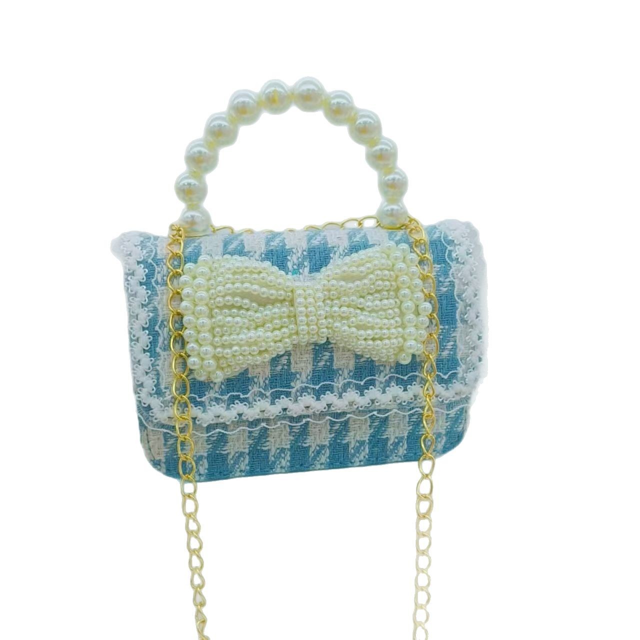 Pearl handbag, bow princess bag, little girl shoulder bag, fashionable crossbody bag, chain bag, little perfume children's bag Item Picture
