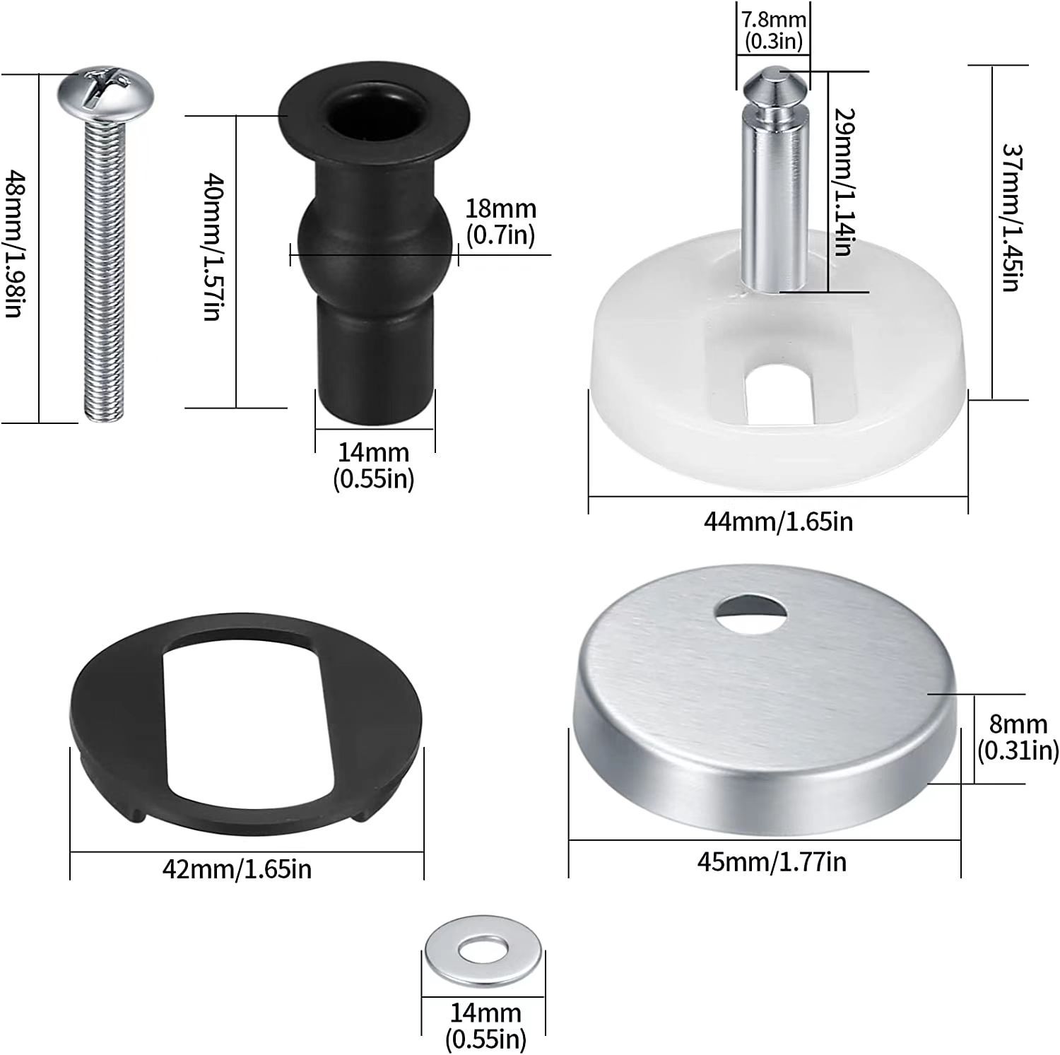 Toilet seat cover accessory cover plate screw connection piece cross-border combination cover plate screw stainless steel hinge Application Scenario