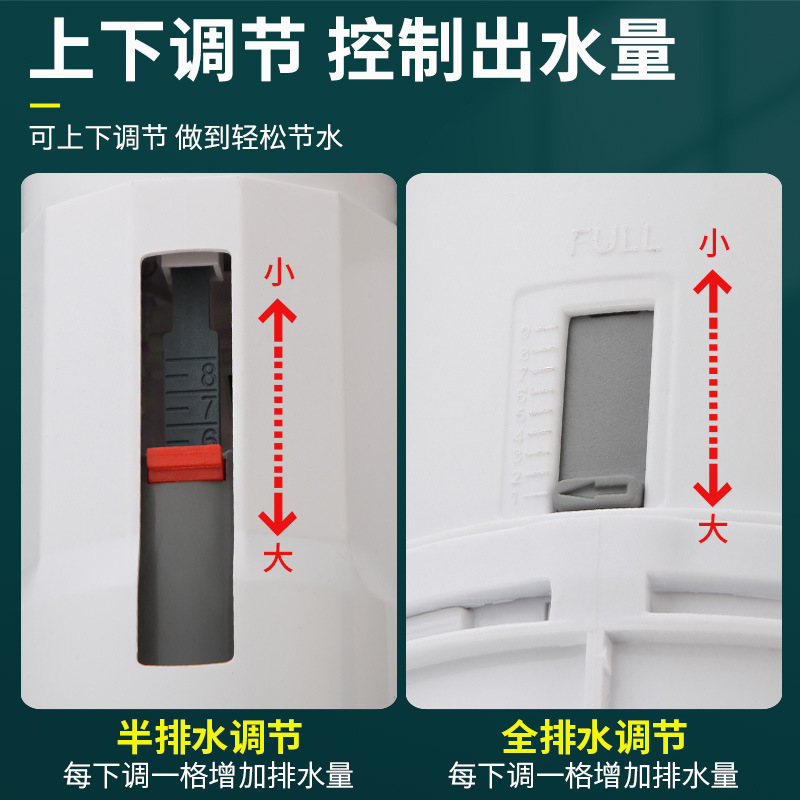 The old-fashioned toilet seat, toilet tank, accessories set, float ball, water inlet valve, drain valve and flush button for the bathroom Application Scenario