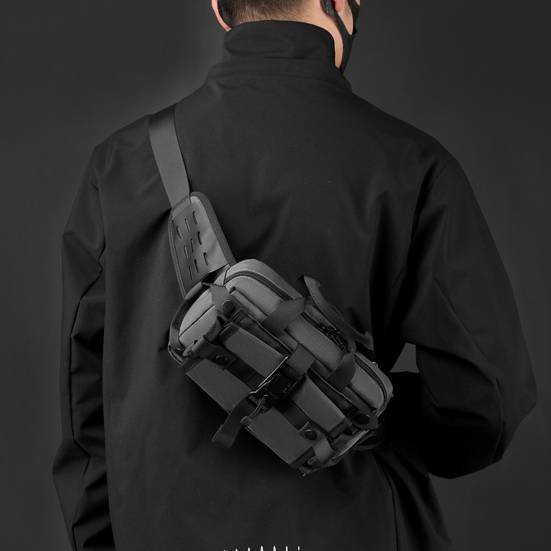 WEPOWER's new men's cross-border waist bag, casual and trendy crossbody bag, outdoor sports chest bag, waterproof single-shoulder bag Specification drawing