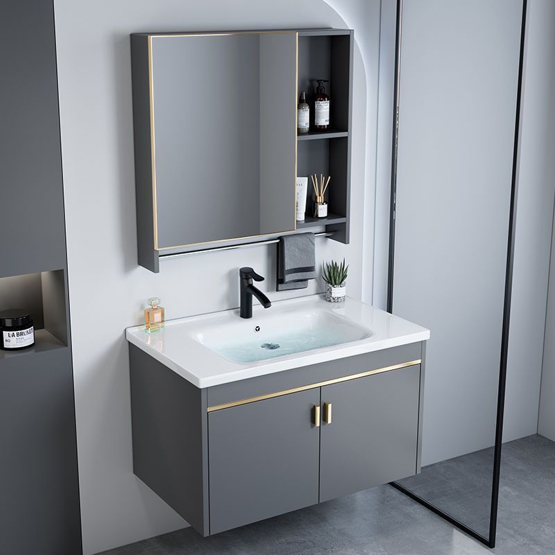 Space aluminum bathroom cabinet, basin, bathroom ceramic integrated basin, washbasin cabinet combination, smart mirror cabinet, washbasin, cross-border details Picture