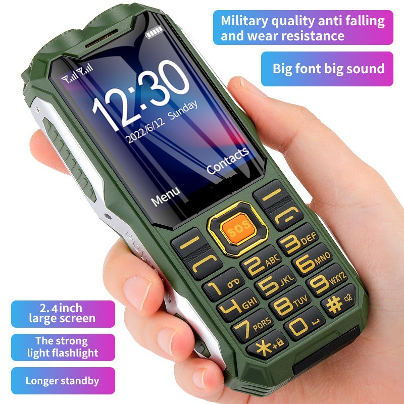 Cross-border, multi-language, military-grade, three-proof, powerful camera, senior citizen phone, ultra-long standby, 2G / 4G large font, loud voice mobile phone full figure