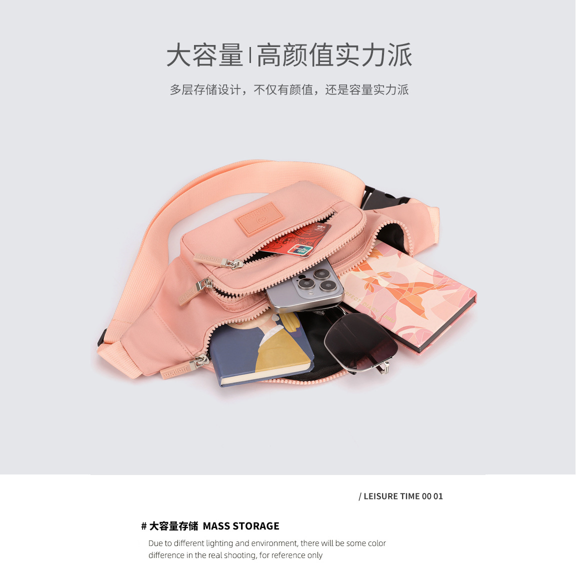 Cross-border sporty fashion versatile waist bag, women's coin purse, new belt, multi-functional trendy crossbody bag, casual Japanese style Specification drawing