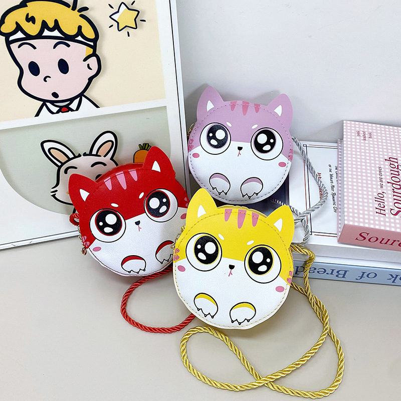 Big Face Cat crossbody bag, new cute children's bag, crossbody cartoon single-shoulder bag, baby accessories, coin purse wholesale Application Scenario