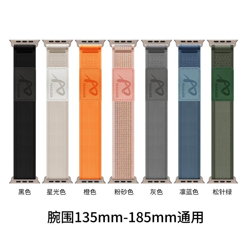 Nylon wild-diameter leather label loop watch strap is suitable for Apple watch series S6789Ultr details Picture