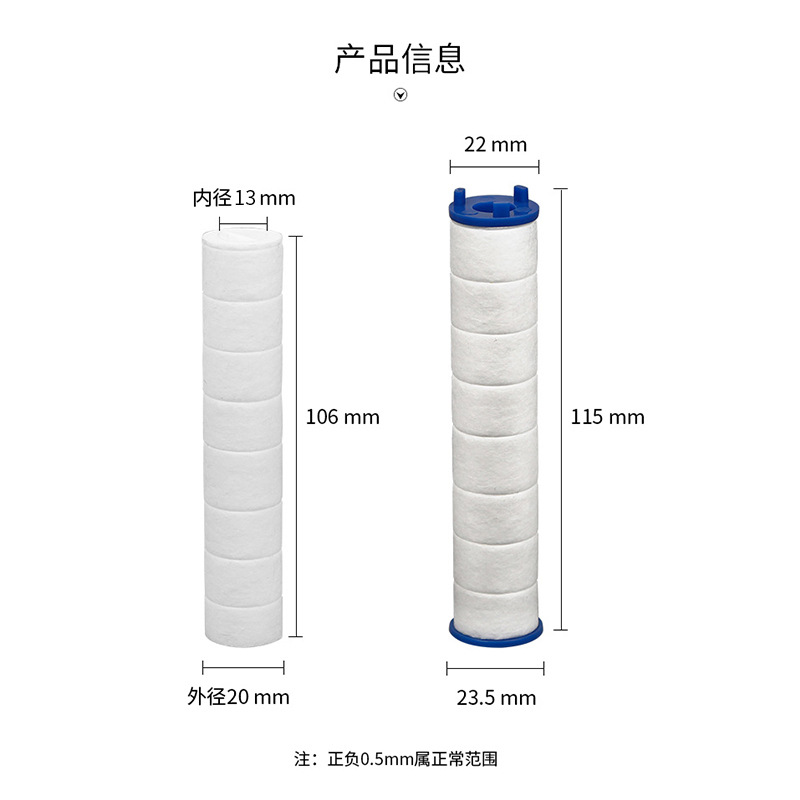 Pressurized nozzle filter cotton core, shower head water purification filter core, faucet tap water purification PP cotton filter core Application Scenario