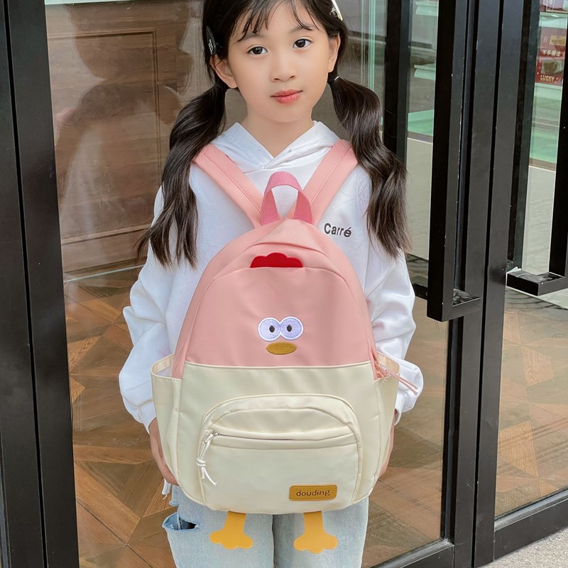 Trendy children's bags, cute for boys and girls, little chickens, baby backpacks, canvas, cartoon schoolbags for kindergartens and primary school students details Picture