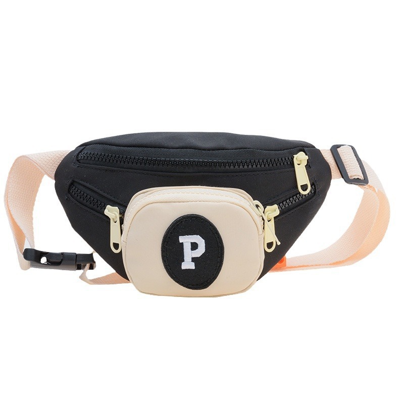 Korean-style fashionable, sporty and cool children's chest bag, fresh and stylish letter waist bag, lightweight crossbody bag for going out Item Picture