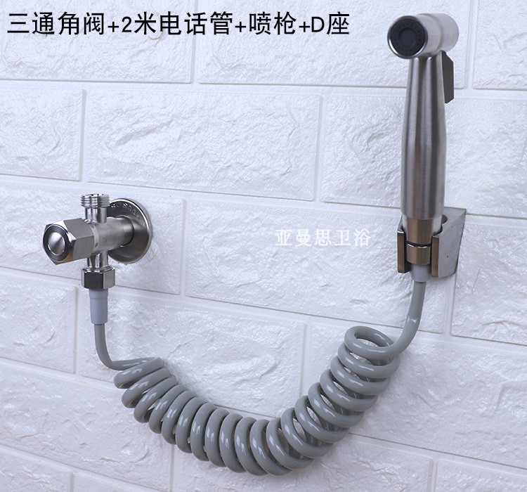 No drilling required 304 stainless steel toilet, women's washbasin, spray gun set, pressurized nozzle, bathroom bidet, toilet flushing device Application Scenario