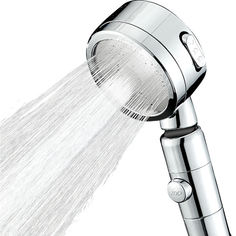 Three-speed universal pressurized showerhead, high-pressure one-button water stop, handheld showerhead, shower head Item Picture