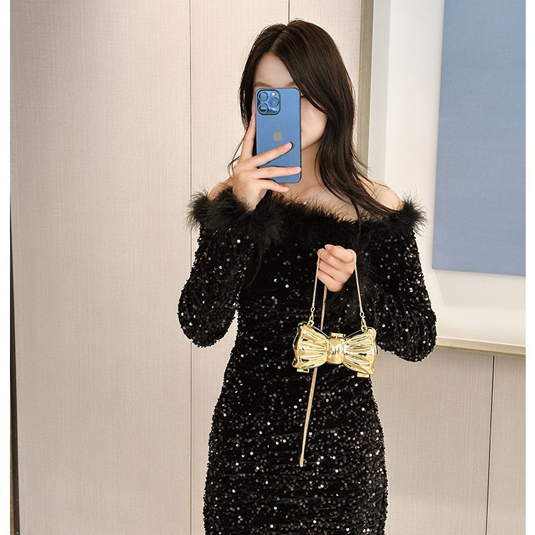 2025 New cross-border acrylic bag, glossy pearl flower bag, bow mini bag opening, red envelope, children's bag details Picture