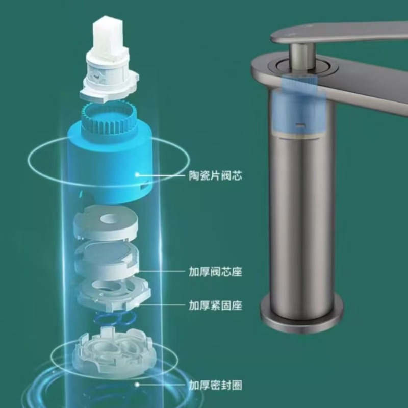Bathroom basin, washbasin, hot and cold water faucet, washbasin, washbasin, washbasin, bathroom cabinet, texture gun gray bathroom Specification drawing