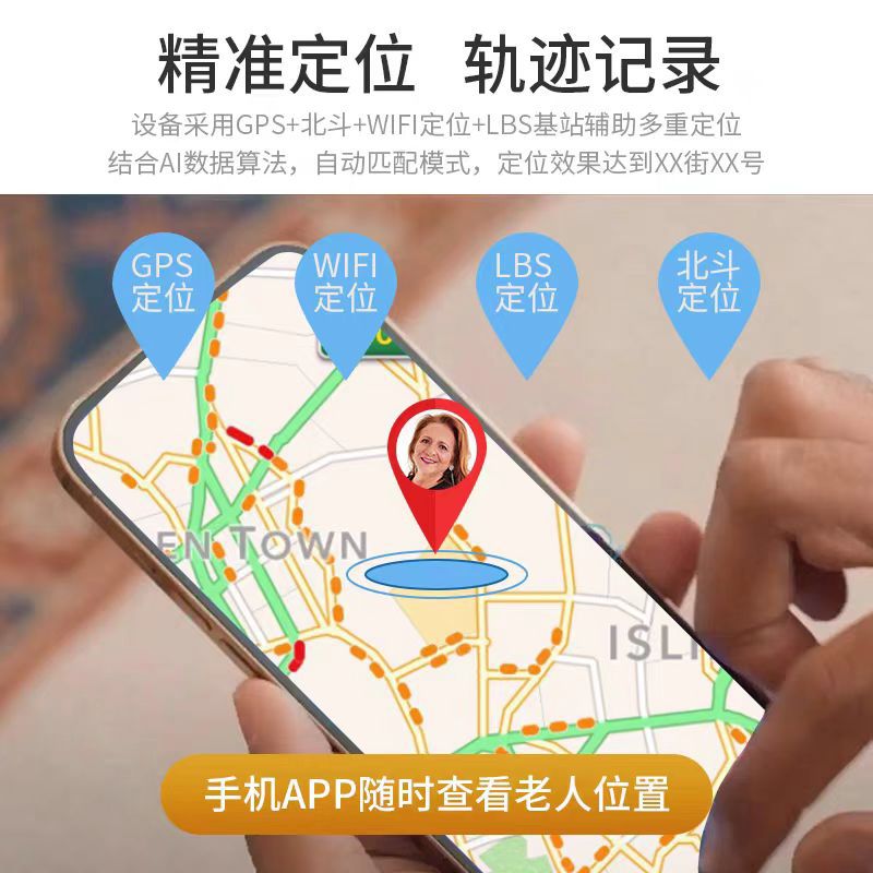 The api is open and applicable to the elderly. The positioning wristband can prevent getting lost, calls, falls, full network compatibility, GPS positioning, heart rate, and water resistance Specification drawing