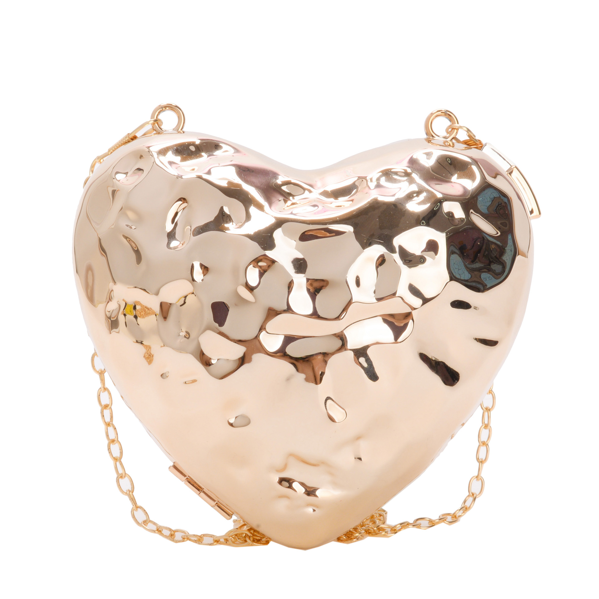 2025 New cross-border silver mini heart-shaped meteorite acrylic bag, key, lipstick, chain crossbody small bag Item Picture