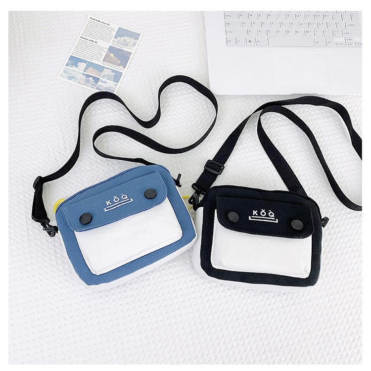 A cute and versatile 2024 new Japanese-style canvas small bag for women's crossbody, a unique student single-shoulder small square bag details Picture