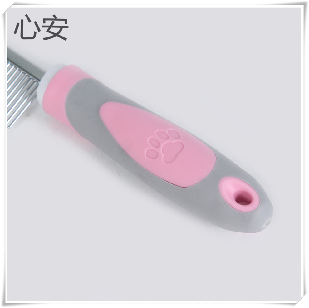 Colorful pet comb, stainless steel single-row comb, dog hair brush, knot-opening comb, anti-knotting cat and dog pet supplies Specification drawing